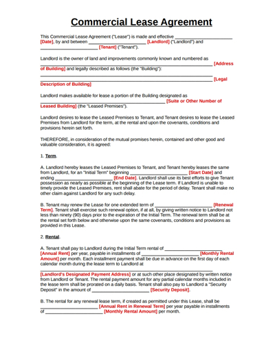 Commercial Lease Agreement Template: Free Download, Create intended for Business Lease Agreement Template