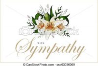 Condolences Sympathy Card Floral Lily Bouquet And Lettering within Sympathy Card Template