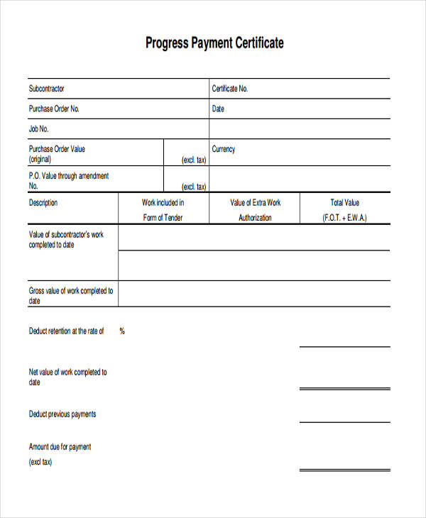 Construction Payment Certificate Template (9 intended for Construction Payment Certificate Template