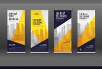 Construction Roll Up Banner Design Templates Set with Pop Up Banner Design Template