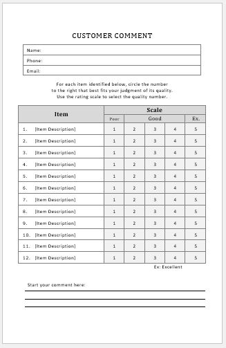 Customer Comment Cards Templates Ms Word | Word &amp; Excel pertaining to Comment Cards Template
