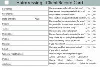 Customer Info Card Template New Hairdressing Client Card within Customer Information Card Template