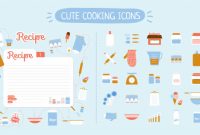Cute Food Icons Set For Restaurant, Cafe, Bakery And Fast with Restaurant Recipe Card Template