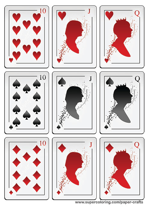 Deck Of Playing Cards With Silhouettes Printable Template with Template For Playing Cards Printable