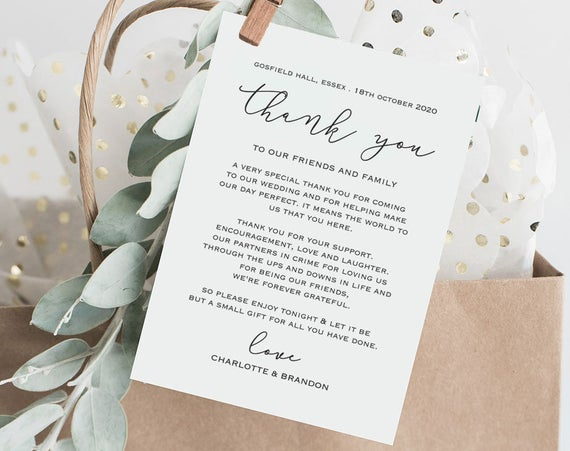Diy Thank You Card Template, Wedding Thank You Cards, Printable Thank You  Cards, Wedding Reception Editable Thank You Note, 5X7, Tos_142 pertaining to Template For Wedding Thank You Cards