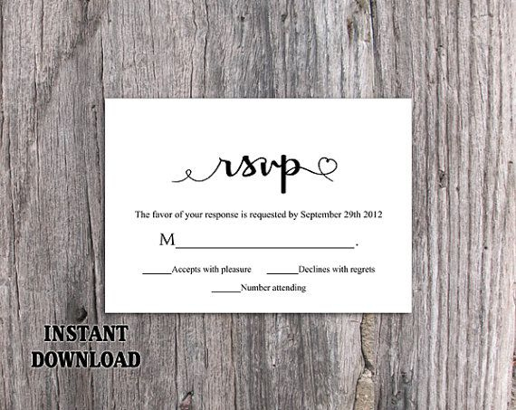 Diy Wedding Rsvp Template Download Printable Wedding Rsvp in Template For Rsvp Cards For Wedding