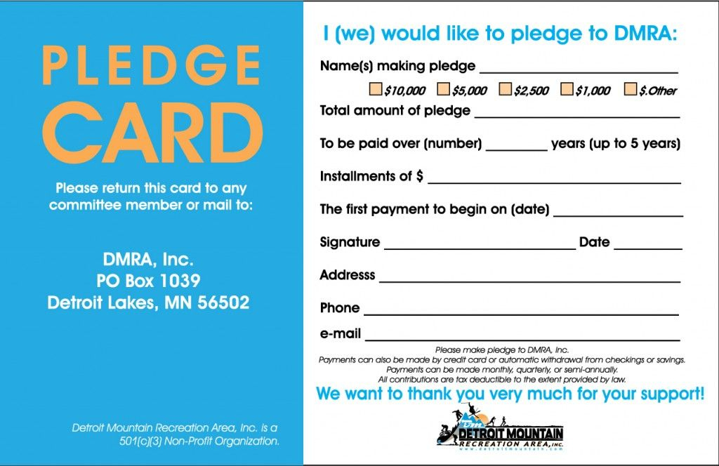Donor Card For Non Profit Organizations - Yahoo Image Search for Fundraising Pledge Card Template