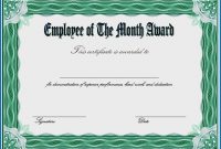 √ Free Printable Employee Of The Month Certificate Template with Employee Of The Month Certificate Template