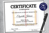 Editable Bible Study Certificate Template – Printable Certificate Template  – Church Certificate Template Personalized Diploma Certificate with Christian Certificate Template