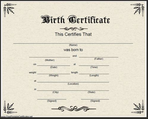 Editable Birth Certificate Template (8) - Templates Example within Editable Birth Certificate Template