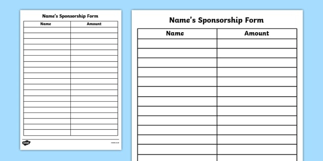 Editable Blank Sponsorship Form | Primary Resources with regard to Blank Sponsorship Form Template