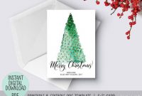 Editable Pdf Christmas Card Template, Diy Card, Custom Card, Abstract  Christmas Tree, Gold Foil, Printable Editable Holiday Card C041 in Diy Christmas Card Templates