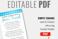 Editable Pdf – Mini-Facial Card – Blue Pearl – Instant inside Rodan And Fields Business Card Template