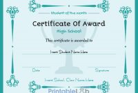 Editable Student Of The Month Award – High School for Winner Certificate Template