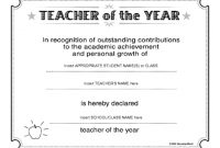 Education World: Teacher Of The Year Certificate Template with regard to Best Teacher Certificate Templates Free