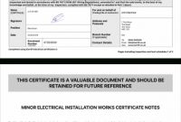 Electrical Certificate – Example Minor Works Certificate for Electrical Minor Works Certificate Template