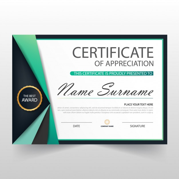 Elegant Certificate Of Appreciation Template | Free Vector with Free Certificate Of Appreciation Template Downloads