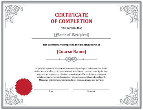 Elegant Training Completion Certificate (32206 Downloads intended for Class Completion Certificate Template