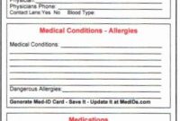 Emergency Contact Card Template In 2020 regarding Med Card Template