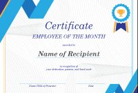 Employee Of The Month Certificate in Employee Of The Month Certificate Template