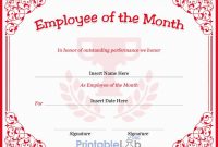 Employee Of The Month Certificate Template In Monza, Your in Employee Of The Month Certificate Template