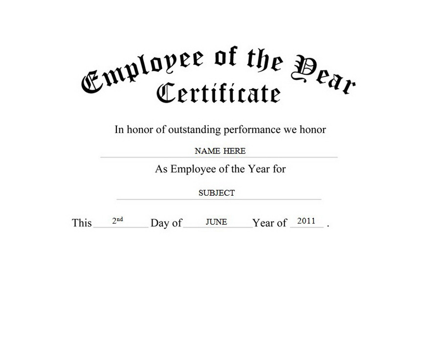 Employee Of The Year Certificate Free Templates Clip Art for Employee Of The Year Certificate Template Free