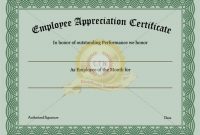 Employee Recognition Certificate Template Appreciation intended for Employee Recognition Certificates Templates Free