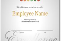 Employee Recognition Certificate Template Excellence Award with regard to Employee Recognition Certificates Templates Free
