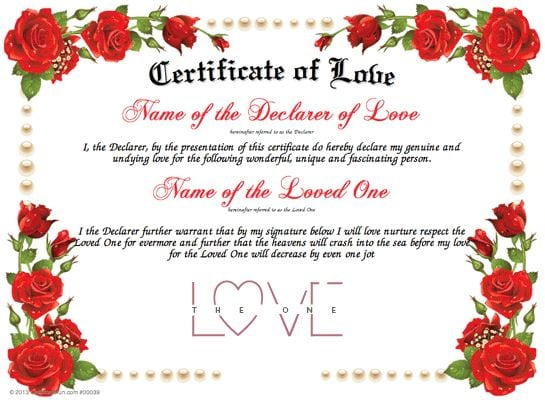 Entry #1Marloses For Design A Love Certificate Template intended for Love Certificate Templates