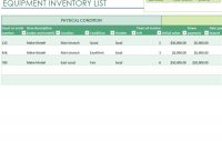 Equipment Inventory List inside Business Asset List Template