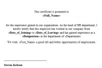 Experience Certificate – Lenvica Hrms intended for Template Of Experience Certificate