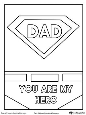 Father's Day Card. Superhero Outfit. | Fathers Day Coloring in Fathers Day Card Template