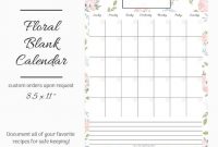 Floral Monthly Calendar, Printable Blank Calendars, Pink Floral Planners,  Floral Templates, Monthly Overview, Digital Calendar, Printable for Blank Calender Template