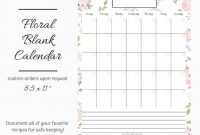 Floral Monthly Calendar, Printable Blank Calendars, Pink Floral Planners,  Floral Templates, Monthly Overview, Digital Calendar, Printable within Blank Calander Template