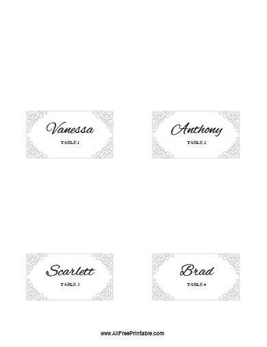 Folded Place Card Template For Wedding - Free Printable with Table Name Cards Template Free