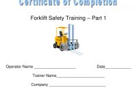Forklift Safety Training Certificate Of Completion Template in Forklift Certification Template