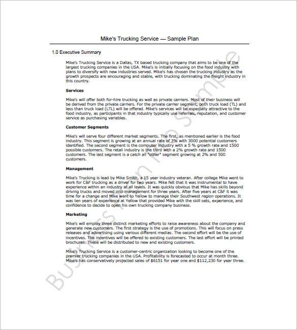Free 10+ Trucking Business Plan Templates In Pdf | Ms Word throughout Business Plan Template For Trucking Company