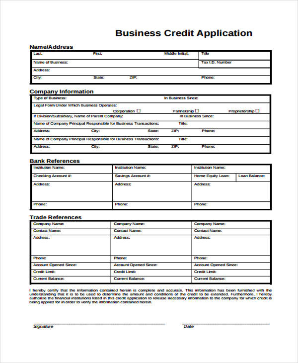 Free 17+ Credit Application Forms In Pdf | Excel | Ms Word with regard to Business Account Application Form Template