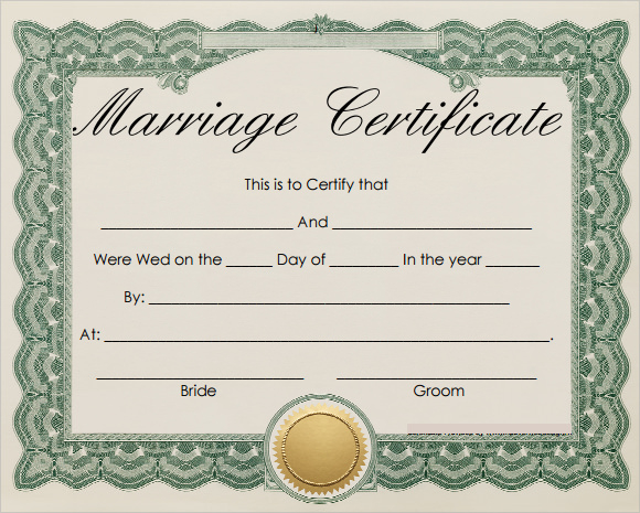 Free 18+ Marriage Certificate Templates In Word | Psd with Certificate Of Marriage Template