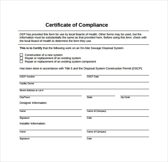 Free 25+ Sample Certificate Of Compliance In Pdf | Psd | Ai for Certificate Of Conformance Template Free