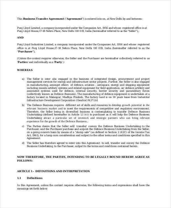 Free 60+ Business Agreement Examples In Pdf | Google Docs throughout Transfer Of Business Ownership Contract Template
