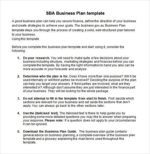 Free 8+ Sample Sba Business Plan Templates In Pdf | Ms Word for Sba Business Plan Template Pdf