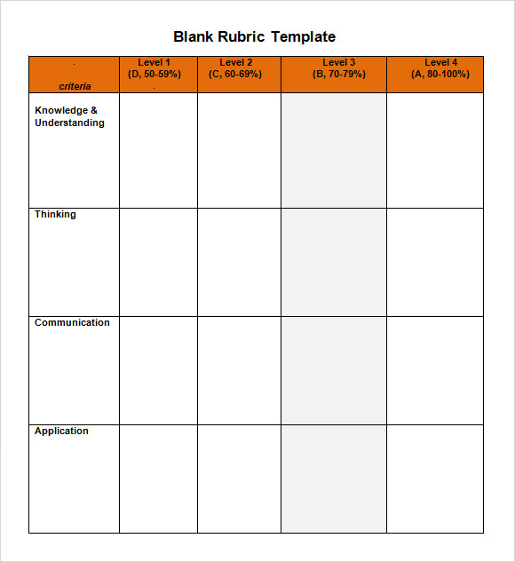 Free 9+ Blank Rubric Samples In Ms Word | Pdf throughout Blank Rubric Template