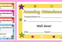 Free! – Amazing Attendance Award Certificate – Template – Twinkl inside Perfect Attendance Certificate Free Template