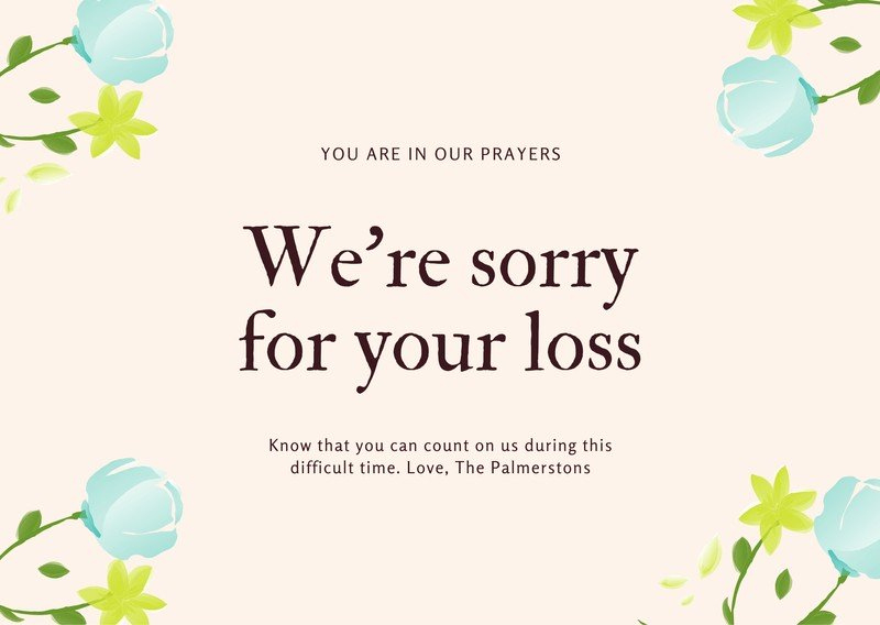 Sorry For Your Loss Card Template 11 Professional Templates Ideas