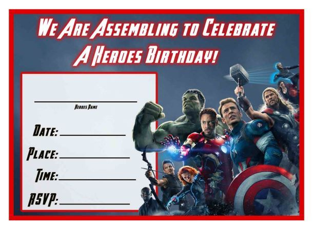 Free Avengers: Age Of Ultron Printable Birthday Invitation intended for Avengers Birthday Card Template