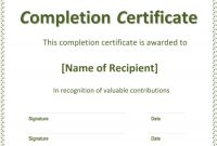 Free Certificate Of Completion Templates (Word | Pdf) inside Certificate Of Completion Template Construction