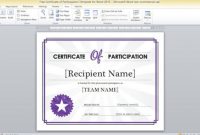 Free Certificate Of Participation Template For Word 2013 intended for Certificate Of Participation Word Template