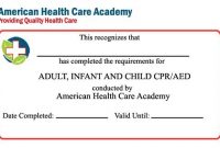 Free Cpr Certification Card First Aid Course Certificate inside Cpr Card Template