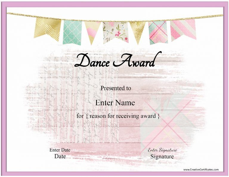 Free Dance Certificate Template - Customizable And Printable with Dance Certificate Template